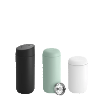 The Carter Mug Trio by Fellow in black, green, white with strainers—ideal for kits and bundles.