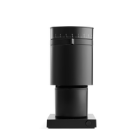 Fellows Opus Conical Burr Grinder: sleek black, precise settings, cylindrical on square base. - media thumbnail